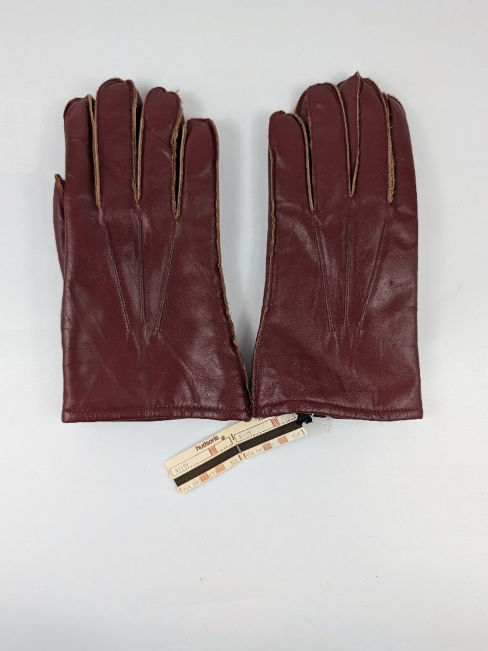 Vintage Men's Hudson's Burgundy Driving Gloves Fur Interior NEW Medium